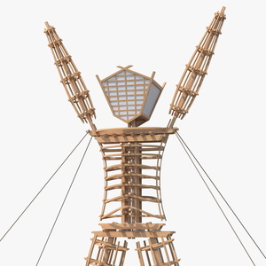 Wooden Statue Burning Man with Hands Up 3D model