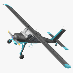 3D Civil Aviation Motor Airplane Black Simple Interior