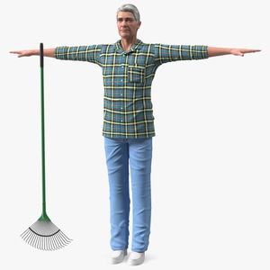 3D Elderly Man Homewear Neutral Pose model