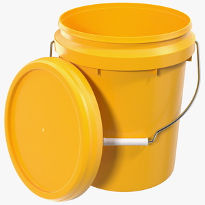 3D Plastic Bucket 10L with Lid and Handle model