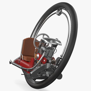 3D Classic Motorized Monowheel Red Rigged model