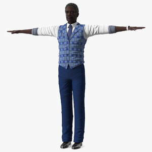 Black Elderly Man Everyday Style T-Pose 3D model