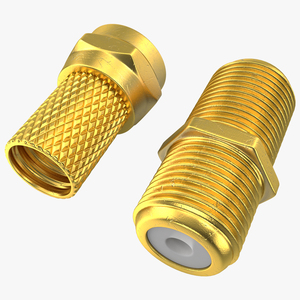 Coaxial Cable Connector and Extender Set Gold Plated 3D
