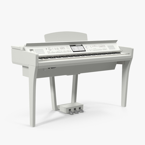 White Professional Digital Piano 3D