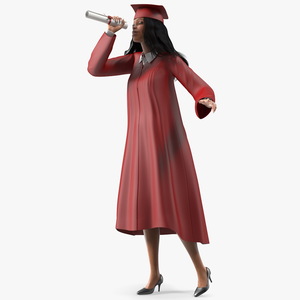 Light Skin Graduation Gown Woman 3D