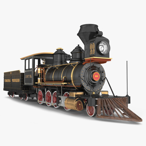 Vintage Steam Locomotive and Wagon 3D model
