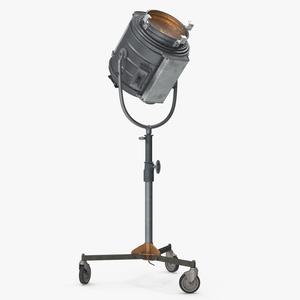 3D model Vintage Studio Spotlight on Stand Light is On