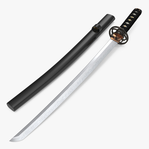 Wakizashi Japanese Short Sword Set 3D model