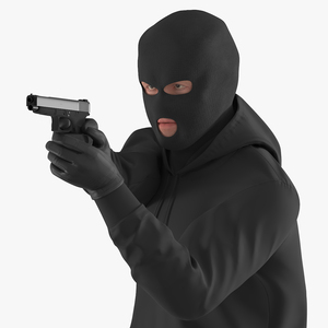 Armed Robber Character Aiming Pose 3D model