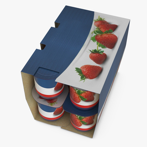 3D Strawberry Yogurt 12 Paper Pack