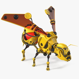 3D Robot Bee Yellow Rigged model