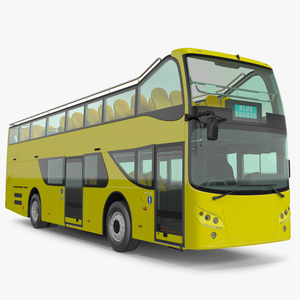 3D model Open Air Tour Bus Simple Interior Yellow