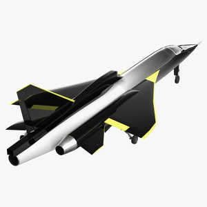 3D Prototype Supersonic Plane Dark Grey Rigged model