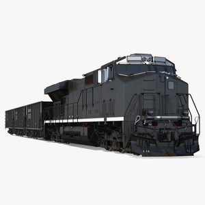 3D USA Diesel Locomotive with Coal Hopper Cars model