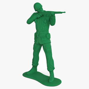 3D model Green Plastic Toy Soldier with Rifle Shooting