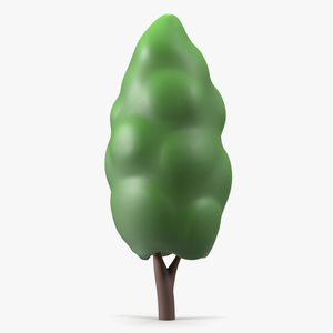 3D model Cartoon Poplar Tree Simple Coloring