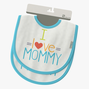 I Love Mommy Baby Bibs on Hanger 3D