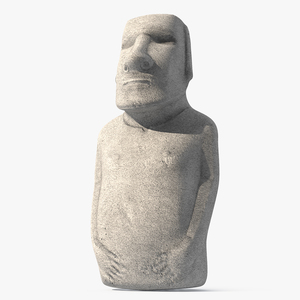 3D Easter Island Statue Moai White