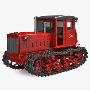 Soviet Crawler Tractor DT54 Rigged 3D model