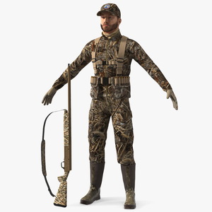 3D Duck Hunter in Grass Camo Fur Rigged