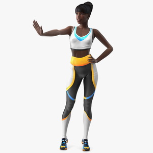 Dark Skin Fitness Woman Standing Pose 3D