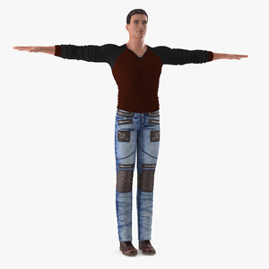 3D Man in Casual Style Wear T-Pose