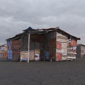 3D Rusty Sheet Metal Hut