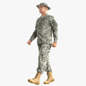 3D US Soldier ACU Walking Pose Fur