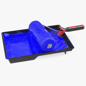 Used Paint Roller with Tray 3D