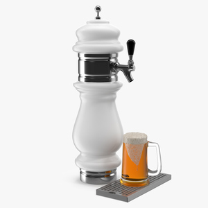 3D model Ceramic Faucet Draft Beer Tower with Beer Mug