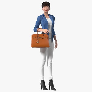 Asian Street Fashion Woman with Hermes Birkin Bag 3D model