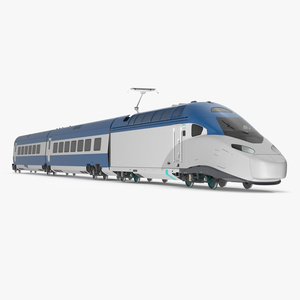 3D Blue High-Speed Passenger Train