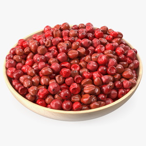 3D model Red Dried Peppercorn in Wooden Bowl