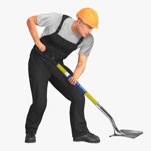 Construction Worker Digging with Shovel 3D model