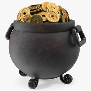 3D model Ancient Pot with Chinese Coins