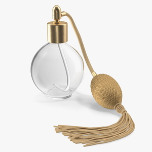 Empty Golden Perfume Bottle with Hose Pump 3D