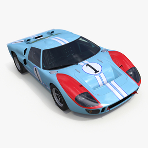 3D model Ford GT40 Racing Car Blue