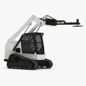 3D Compact Track Loader with Forestry Saw Attachment Rigged