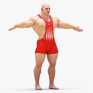 3D Fit Athletic Male T pose in Reebok Red Singlet