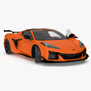 3D 2023 Chevy Corvette Z0 Coupe Orange Rigged for Cinema 4D
