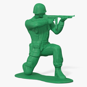 3D Green Toy Soldier Crouched Down