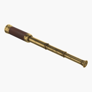 3D Old Brass Telescope Spyglass Pirate Style