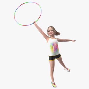 Little Girl Tracksuit Jumps Hoop 3D