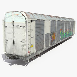 Generic Old Auto Rack Freight Car White 3D model