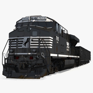 3D Norfolk Southern ES44AC Locomotive with Coal Hopper Cars