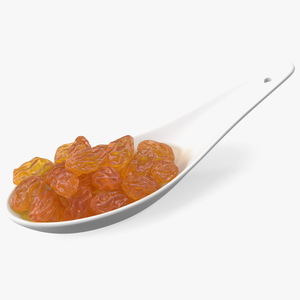 3D model Golden Raisins in a Spoon