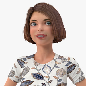 3D model Casual Women Summer Suit Rigged for Cinema 4D