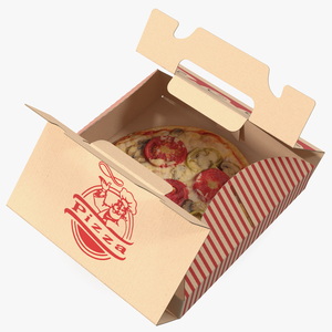 Open Box with Pizza 3D model