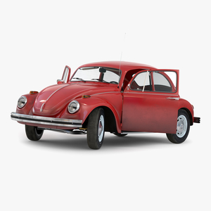 3D Volkswagen Beetle 1966 Rigged Red model