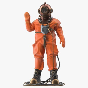 3D Vintage Deep Sea Diver Suit New Welcoming Pose